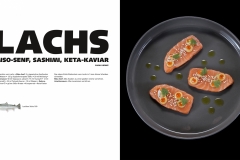 Das Meer – Lachs, Miso-Senf, Sashimi, Keta-Kaviar